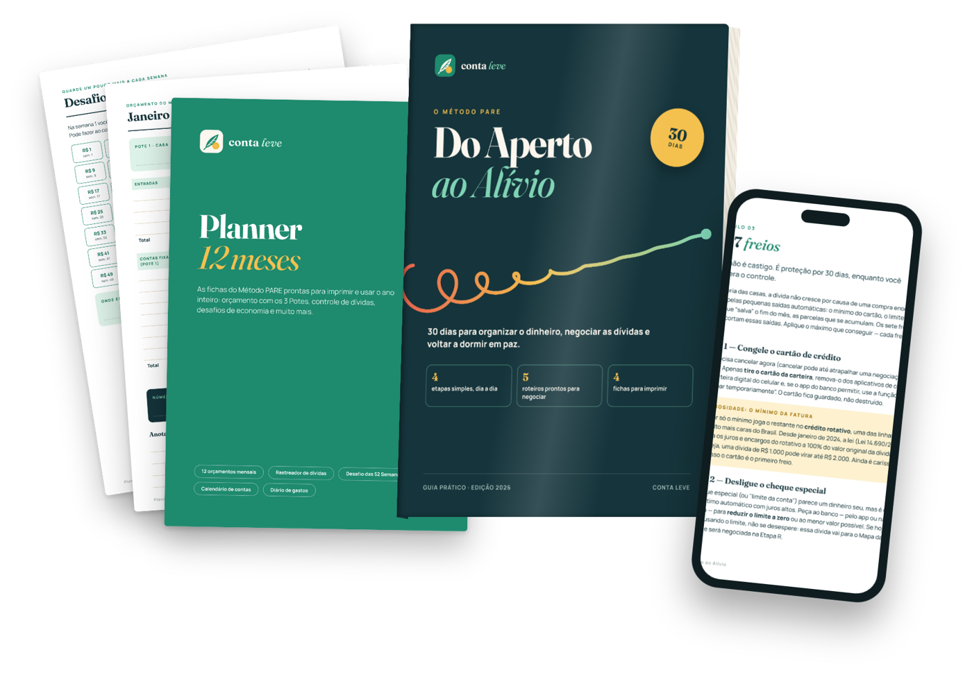 E-book, planner e leitura no celular